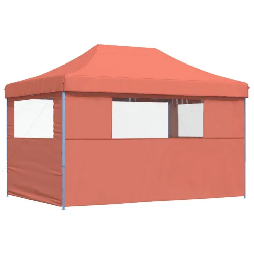 Šator za svadbe - šator za zabave 279 x 410 x 315 cm Terakota Oxford tkanina - Terakota s dvije bočne zidove Da Cijena