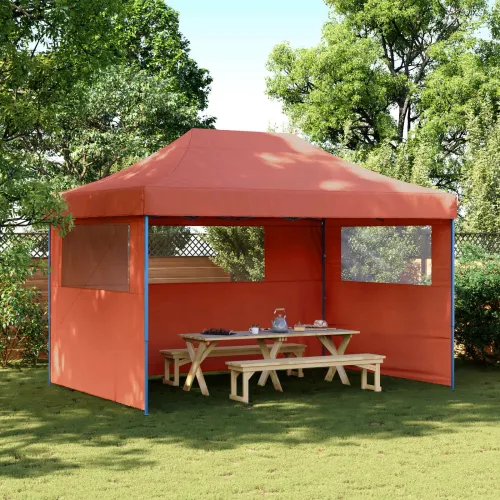 Šator za svadbe - šator za zabave 279 x 410 x 315 cm Terakota Oxford tkanina - Terakota s dvije bočne zidove Da Cijena