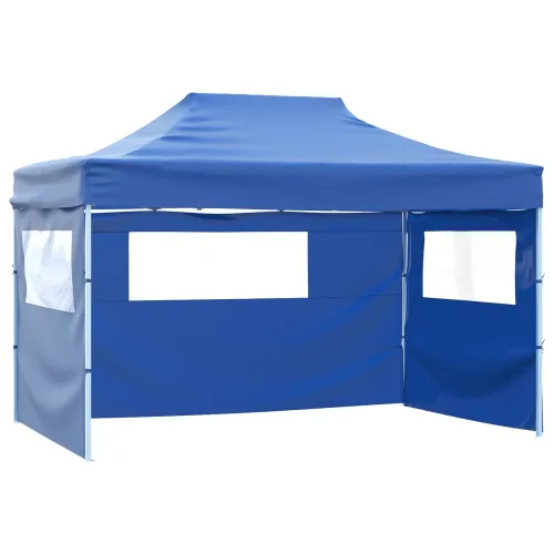 Šator za svadbe - šator za zabave 280 x 410 x 315 cm Plava Oxford tkanina - Plava s 4 bočna zida Da Cijena
