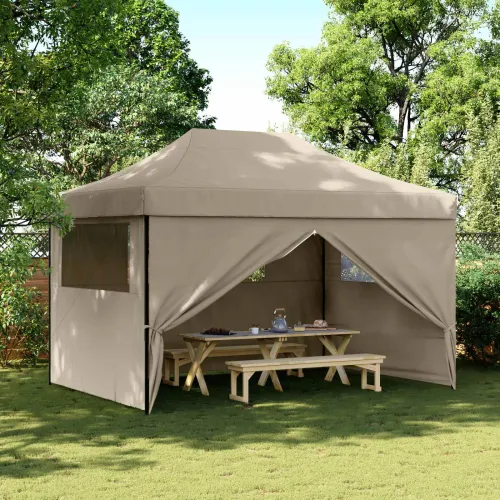 Šator za svadbe - šator za zabave 279 x 410 x 315 cm Sivosmeđa Oxford tkanina - Sivosmeđa s 4 bočna zida Da Cijena