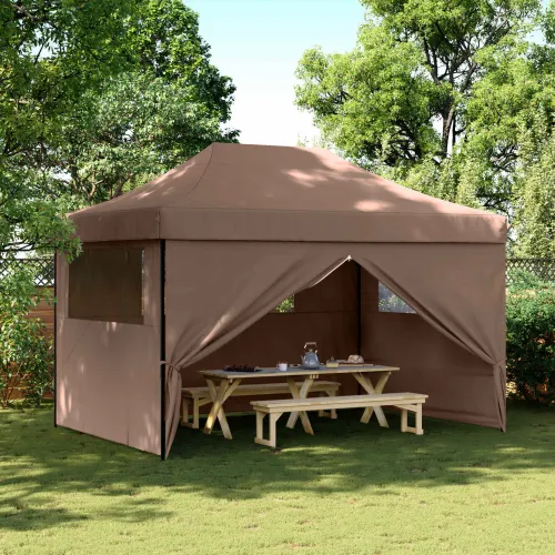 Šator za svadbe - šator za zabave 279 x 410 x 315 cm Smeđa Oxford tkanina - Smeđa s 4 bočna zida Da Cijena