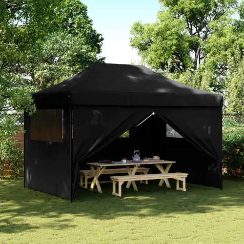 Šator za svadbe - šator za zabave 279 x 410 x 315 cm Crna Oxford tkanina - Crna s 4 bočna zida Da Cijena
