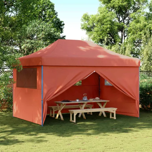 Šator za svadbe - šator za zabave 292 x 440 x 315 cm Terakota Oxford tkanina - Terakota s 4 bočna zida Da Cijena