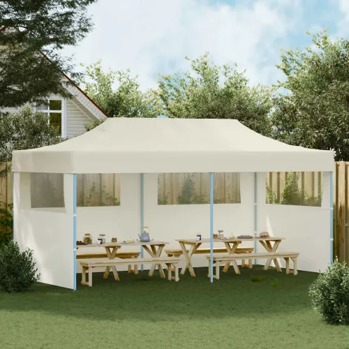 Šator za svadbe - šator za zabave 291 x 580 x 315 cm Krem Oxford tkanina - Krem s dvije bočne zidove Da Cijena