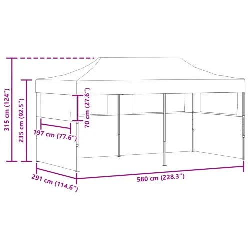 Šator za svadbe - šator za zabave 291 x 580 x 315 cm Krem Oxford tkanina - Krem s dvije bočne zidove Da Cijena