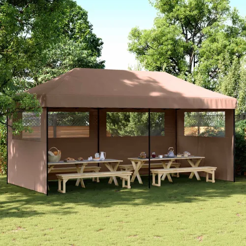 Šator za svadbe - šator za zabave 292 x 580 x 315 cm Smeđa Oxford tkanina - Smeđa s dvije bočne zidove Da Cijena