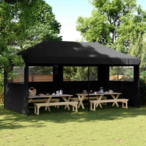 Šator za svadbe - šator za zabave 292 x 580 x 315 cm Crna Oxford tkanina - Crna s dvije bočne zidove Da Cijena