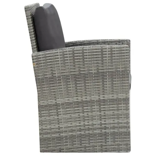 Vrtna garnitura - 5-dijelni vrtni blagovaonski set od poliratana s jastucima sivi Cijena