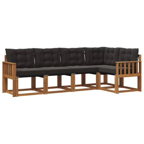 Set vanjskih sofa 5 kom. Prirodna i crna - Prirodna i crno Okomite letvice Cijena