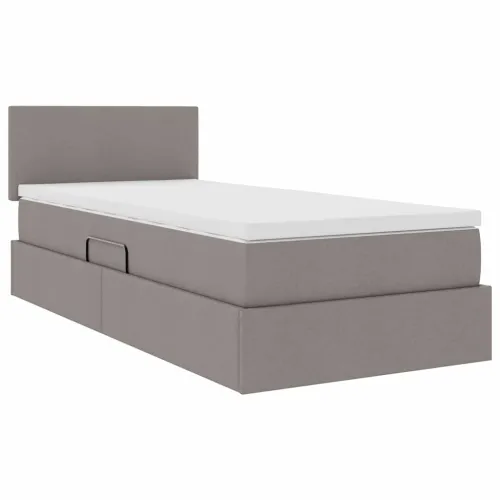 LED krevet za pohranu s madracem Sivosmeđa 90 x 190 cm Tkanina - Sivosmeđa 90 x 190 cm Gladak dizajn Cijena