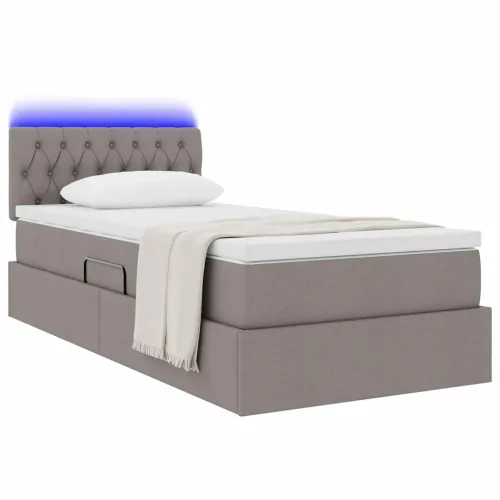 LED krevet za pohranu s madracem Sivosmeđa 90 x 190 cm Tkanina - Sivosmeđa 90 x 190 cm Dizajn s jastučićima Cijena
