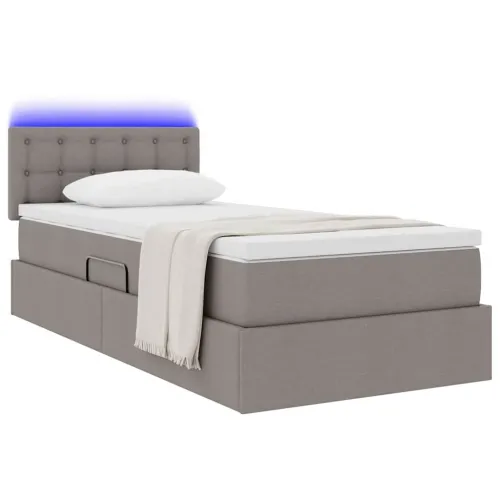 LED krevet za pohranu s madracem Sivosmeđa 90 x 190 cm Tkanina - Sivosmeđa 90 x 190 cm Gumbi Cijena