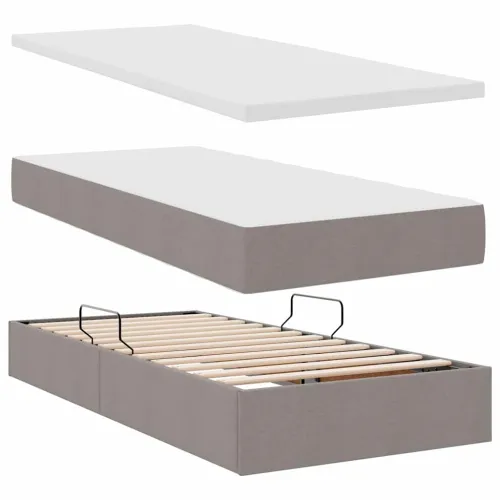 LED krevet za pohranu s madracem Sivosmeđa 90 x 190 cm Tkanina - Sivosmeđa 90 x 190 cm Gumbi Cijena