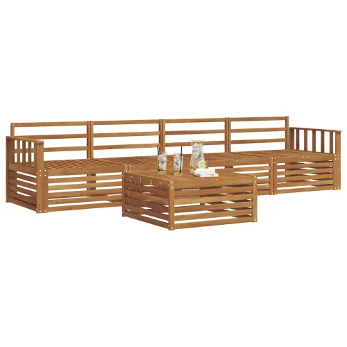 Set vanjskih sofa 5 kom. Prirodna Čvrsto drvo akacije - Prirodna Okomite letvice Cijena