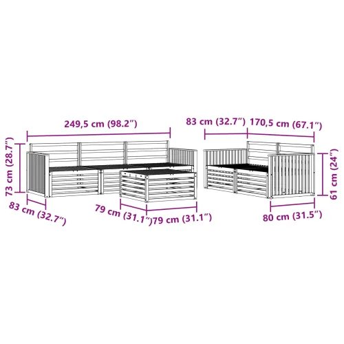 Set vanjskih sofa 6 kom. Prirodna Čvrsto drvo akacije - Prirodna Vučna šina Cijena