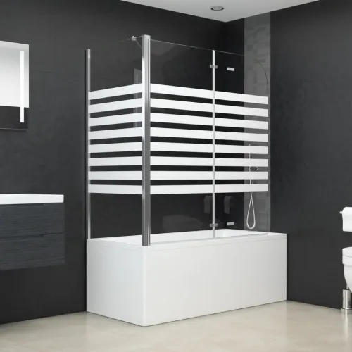Tuš kabina 120 x 68 x 130 cm od kaljenog stakla prugasta - Bijela Pruga Bijela Pruga Cijena