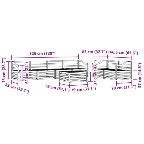 Set vanjskih sofa 7 kom. Prirodna Čvrsto drvo akacije - Prirodna Nagnuto Cijena