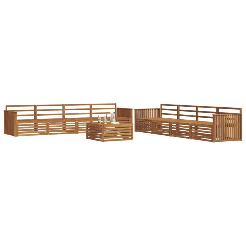 Set vanjskih sofa 9 kom. Prirodna Čvrsto drvo akacije - Prirodna Vučna šina Cijena