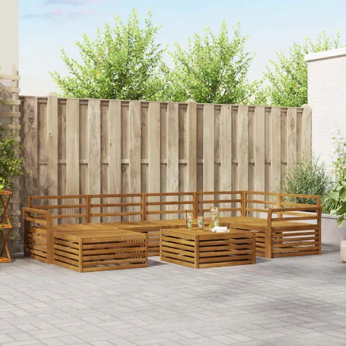 Set vanjskih sofa 7 kom. Prirodna Čvrsto drvo akacije - Prirodna Zakrivljeni Cijena
