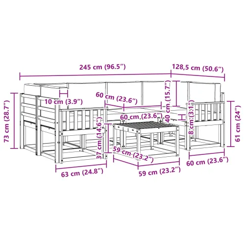 Set vanjskih sofa 7 kom. Prirodna i krem - Prirodna boja i krem Okomite letvice Cijena