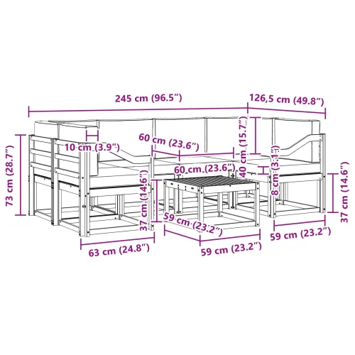 Set vanjskih sofa 7 kom. Prirodna i krem - Prirodna boja i krem Nagnuto Cijena