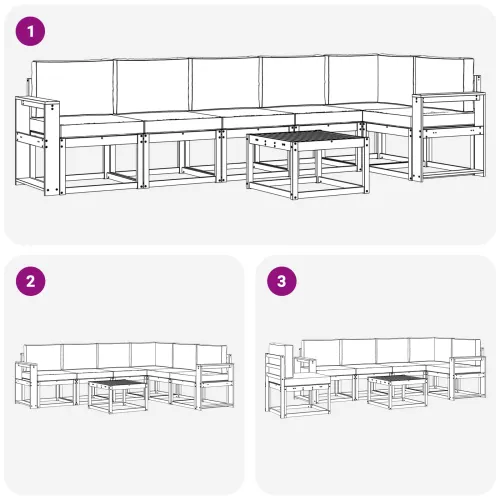 Set vanjskih sofa 7 kom. Prirodna i bež - Prirodno i bež Široka ravnina Cijena