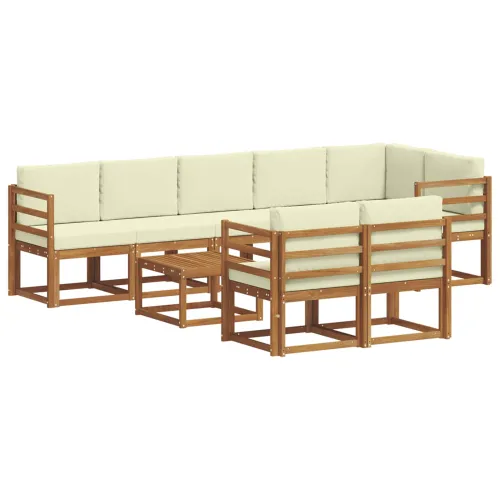 Set vanjskih sofa 9 kom. Prirodna i krem - Prirodna boja i krem vodoravne letvice Cijena