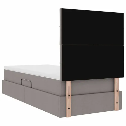 LED krevet za pohranu s madracem Sivosmeđa 90 x 190 cm Tkanina - Sivosmeđa 90 x 190 cm Blok sa kvadratićima Cijena