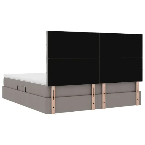 LED krevet za pohranu s madracem Sivosmeđa 160 x 200 cm Tkanina - Sivosmeđa 160 x 200 cm Blok sa kvadratićima Cijena