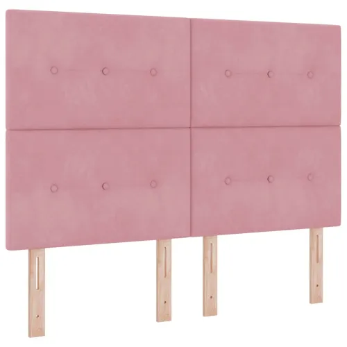 LED Box Spring Krevet Ružičasta 160 x 200 cm Baršun - Ružičasta 160 x 200 cm Prošiveno gumbima Cijena