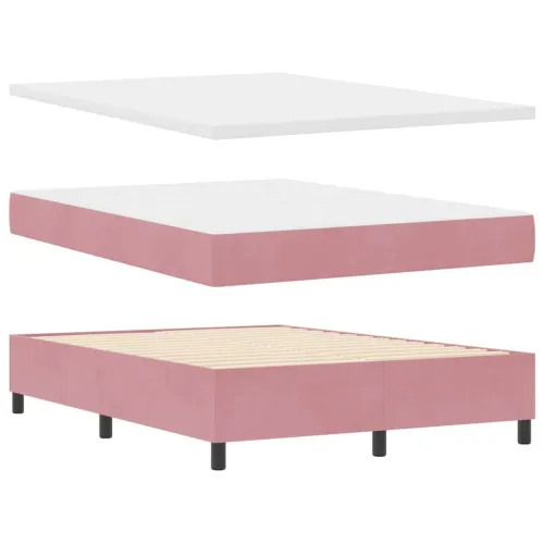 LED Box Spring Krevet Ružičasta 160 x 200 cm Baršun - Ružičasta 160 x 200 cm Prošiveno gumbima Cijena