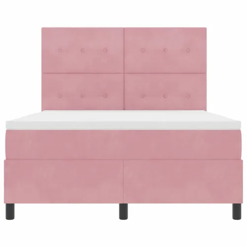 LED Box Spring Krevet Ružičasta 160 x 200 cm Baršun - Ružičasta 160 x 200 cm Prošiveno gumbima Cijena