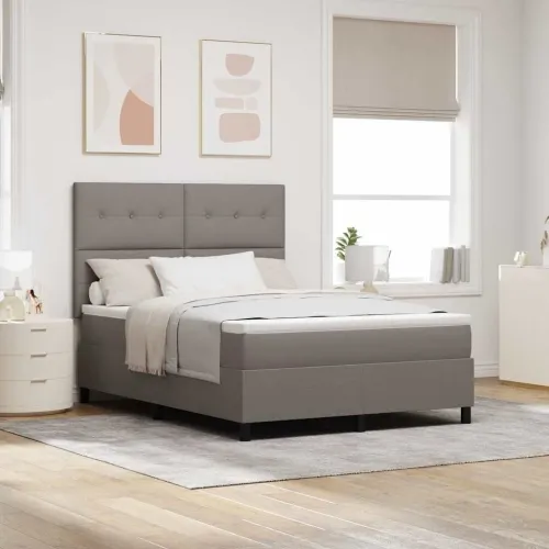 Box spring krevet Sivo-smeđa 140 x 200 cm tkanina - Sivo-smeđa 140 x 200 cm Prošiveno gumbima Cijena