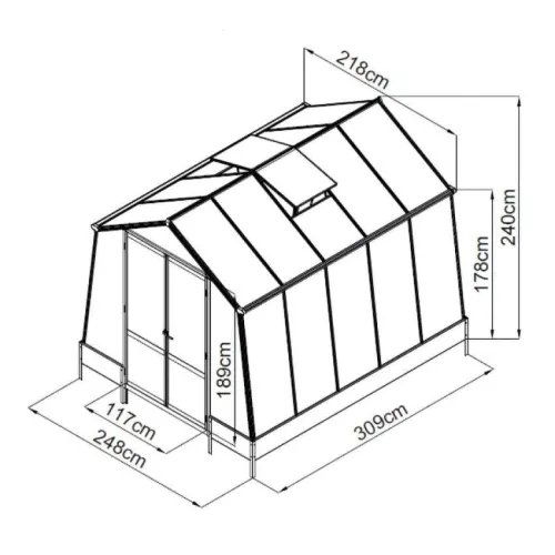 Westmann Aurora 810 | Staklenik s temeljima | Antracit | 2,5 x 3 m - BRANDED IN GERMANY Cijena