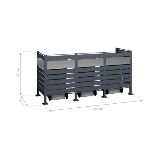 Westmann spremište za 3 kante za smeće Planum | 3 x 240L | Antracit | 250x90x120 cm - BRANDED IN GERMANY  Cijena