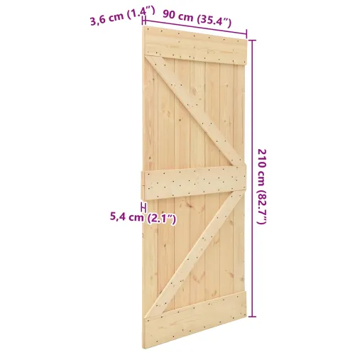 Vrata NARVIK 90 x 210 cm Čvrsta borovina (neobrađena) Prirodna - Prirodna 90 x 210 cm Trokutasti Cijena