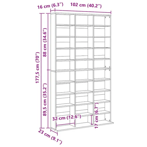 CD stalak – Ormarić za CD-ove boja betona 102x23x177,5 cm konstruirano drvo - Beton siva 102 x 23 x 177.5 cm Cijena
