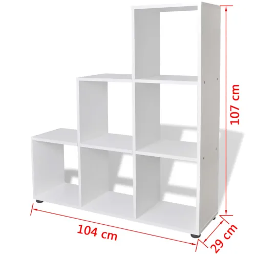 Police za knjige/izlaganje u obliku stepeništa 107 cm bijele - Bijela 104 x 29 x 107 cm Cijena