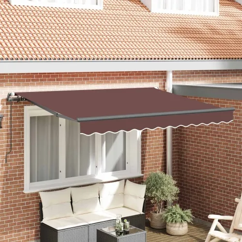 Povlačiva tenda Smeđa 250 x 200 cm tkanina - Smeđa (antracitni okvir) 2,5 x 2 m Ručna Cijena