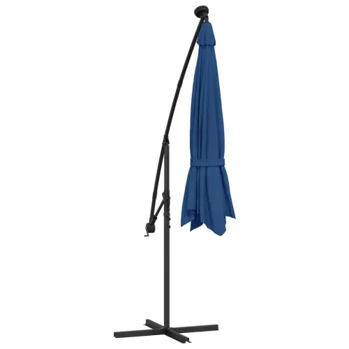 Konzolni vrtni suncobran LED s čeličnim stupom 300 cm azurni - Azurno plava 300 cm Cijena