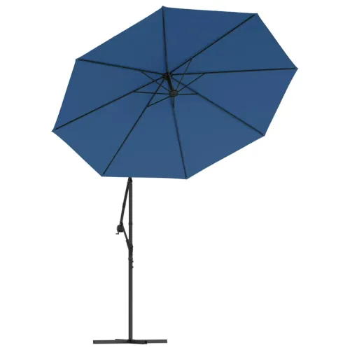 Konzolni vrtni suncobran LED s čeličnim stupom 300 cm azurni - Azurno plava 300 cm Cijena