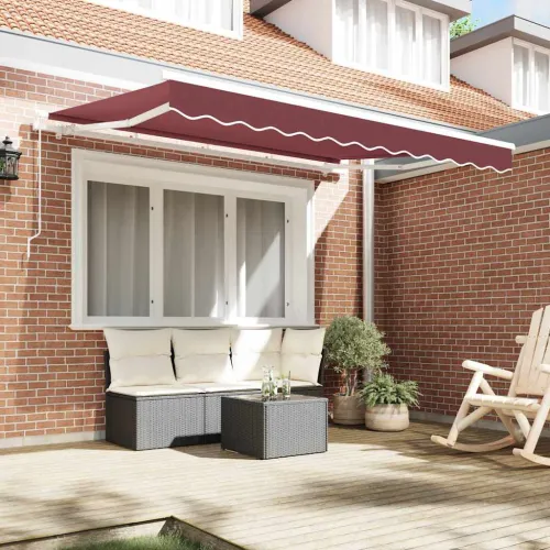 Povlačivi tende Tamno crvena 300 x 200 cm tkanina - Bordo (bijeli okvir) 3 x 2 m Ručna Cijena