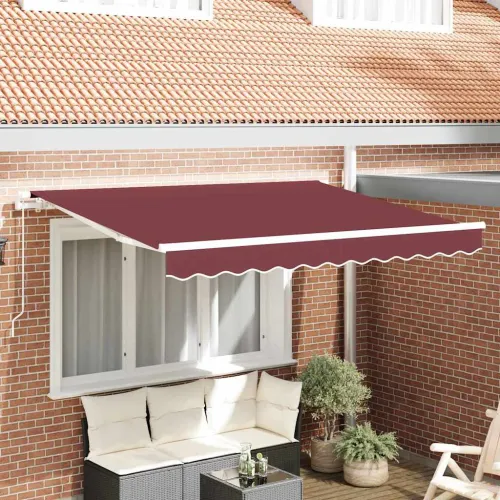 Povlačivi tende Tamno crvena 300 x 200 cm tkanina - Bordo (bijeli okvir) 3 x 2 m Ručna Cijena