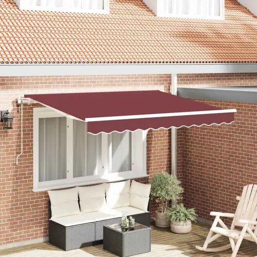 Povlačivi tende Tamno crvena 300 x 200 cm tkanina - Bordo (bijeli okvir) 3 x 2 m Električna Cijena