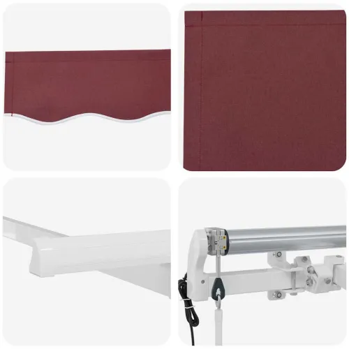 Povlačivi tende Tamno crvena 300 x 200 cm tkanina - Bordo (bijeli okvir) 3 x 2 m Električna Cijena