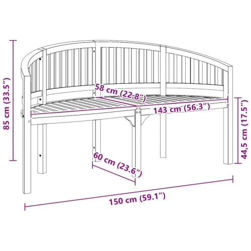 Klupa u obliku banane 151 cm od masivne tikovine - 151 cm 1 1 2 Cijena