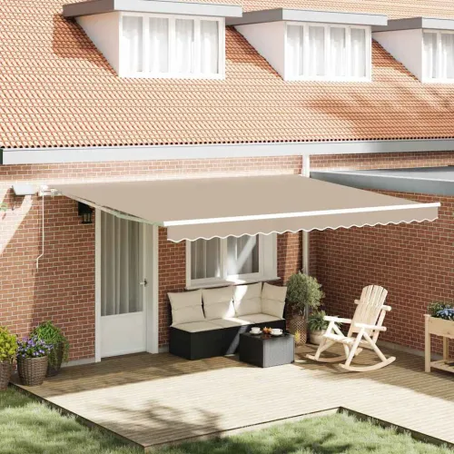 Povlačivi tende Bež 450 × 350 cm Tkanina i Aluminij - Bež 450 × 350 cm s bijelim okvirom Cijena