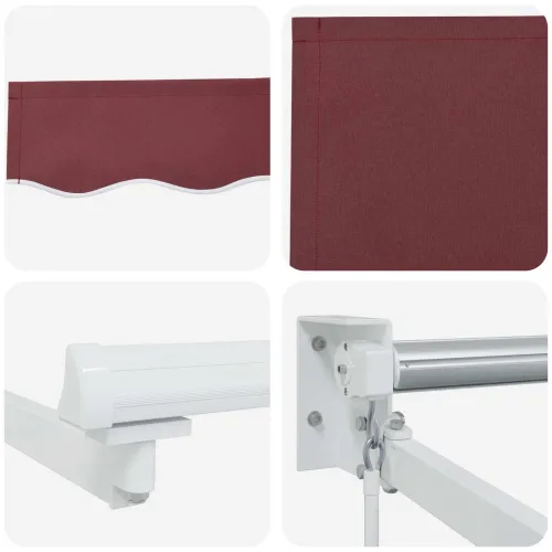 Povlačivi tende Tamno crvena 3 x 2 m 100% Poliester i Aluminij - Bordo (bijeli okvir) 3 x 2 m Cijena