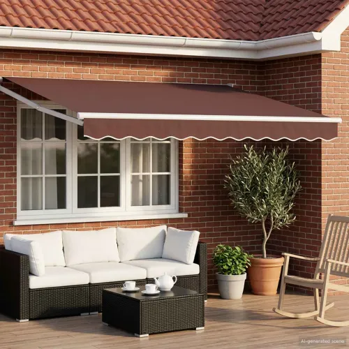 Povlačivi tende Smeđa 3 x 2 m 100% Poliester i Aluminij - Smeđa (bijeli okvir) 3 x 2 m Cijena