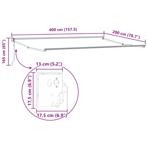 Povlačiva tenda Smeđa 4 x 2 m Poliester i metal - Smeđa 4 x 2 m s bijelim okvirom Cijena